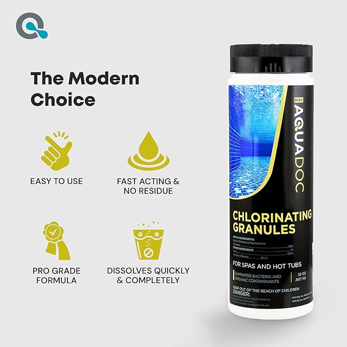 Spa Chlorine for Hot Tub Sanitizer 2lbs - Quick Dissolving Hot Tub Chlorine Granules, Spa Chemicals Made in The USA - AquaDoc - Image 5