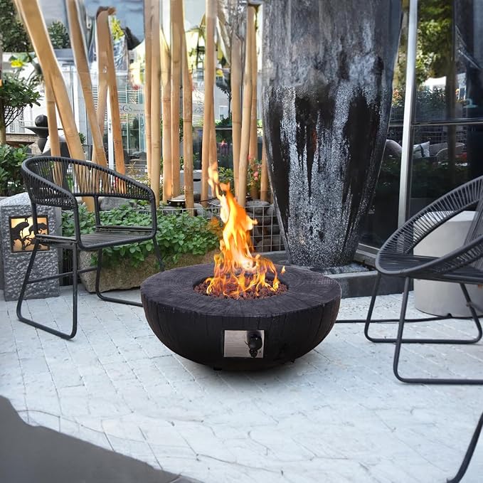 Afterglow TerraFab 28" Round 30,000 Btu Propane Fire Bowl Fire Pit for Outdoor Patio Garden Backyard Decking Decor CSA Certificated, Black - Image 2