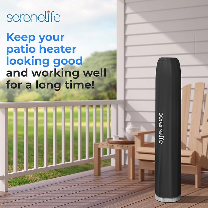 SereneLife Patio Heater Cover Bag for SLOHT50 Infrared Outdoor Electric Space Heater, Heavy Duty Propane Heater Cover, Durable, Tearproof, Waterproof, Dustproof, Wind/Sun/ Snow Resistant