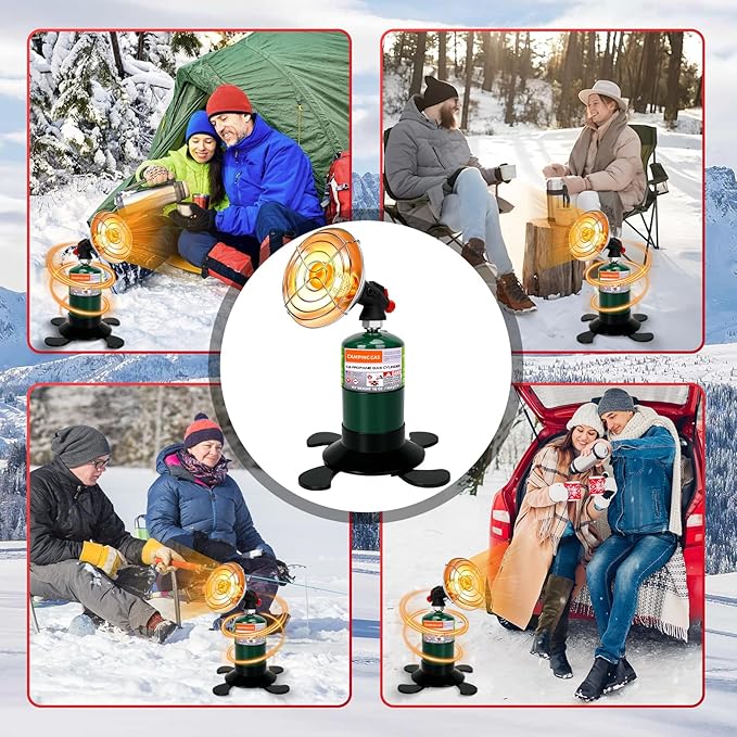 Portable Propane Heater for Camping, Outdoor Space Tent Heater, Self-Ignition Radiant Cordless Heater, Gas Heater with Foldable Gas Tank Holder for Hiking Ice Fishing Hunting