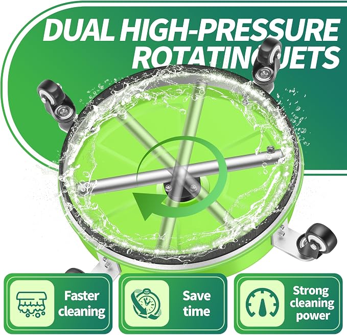 LidoDola 16'' Pressure Washer Surface Cleaner with 4 Wheels - Stainless Steel Surface Cleaner for Pressure Washer Attachment for Concrete, Driveway, Patio, Sidewalk, Deck and Driveways - Image 4