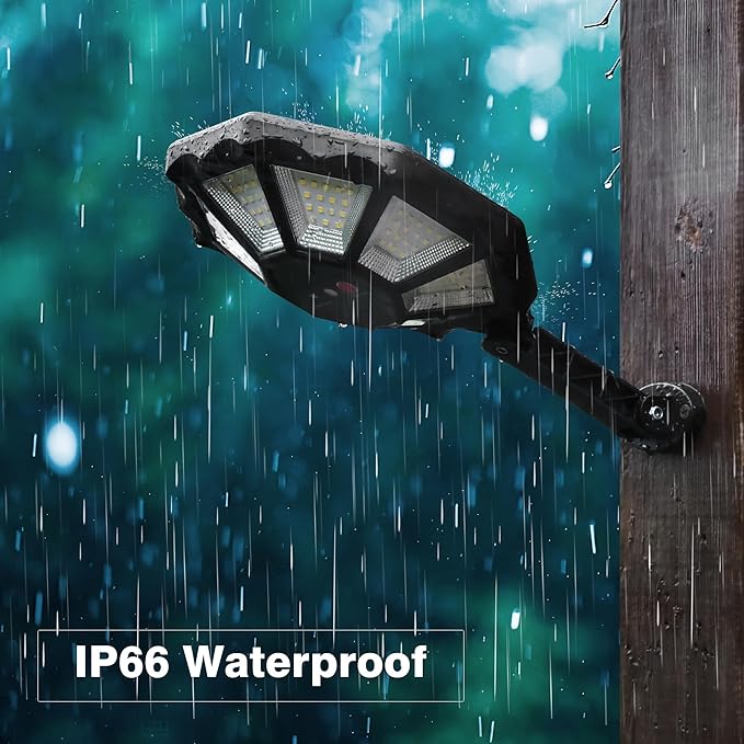 Solar Lights Outdoor, 168LED 6500K Flood Light Dusk to Dawn, 8 Sides Solar Outdoor Lights with Motion Sensor, IP66 Waterproof Solar Street Lights Outdoor for Yard, Pools(2 Pack)