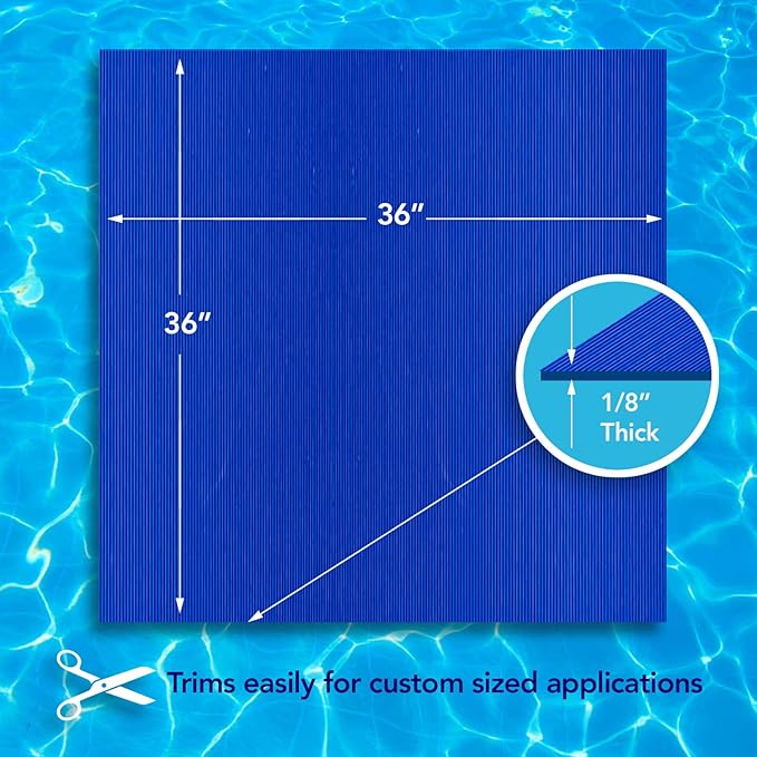 RESILIA Stay-Put Swimming Pool Ladder Mat - Non-Slip, Wide Ribbed, Protective Pad, 36 Inches x 36 Inches, 0.125 Inch Thick, Royal Blue, Made in USA - Image 3