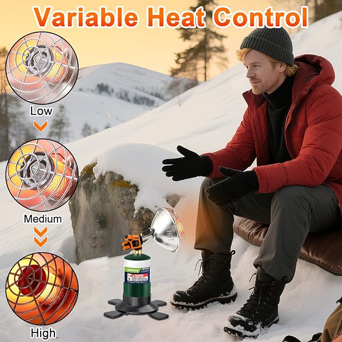 Propane heater, 2000℉ Portable Propane Heater with Foldable Gas Cylinder Stand for Camping, Tent, Hiking, Ice Fishing, and Hunting(Fuel Cylinder Not Included)