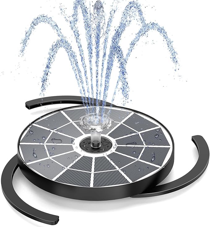 AISITIN 3.7W Solar Bird Bath Fountain Pump, 7.1" Solar Powered Water Fountain Pump for Garden, Ponds, Pool, Fish Tank, Aquarium and Outdoor