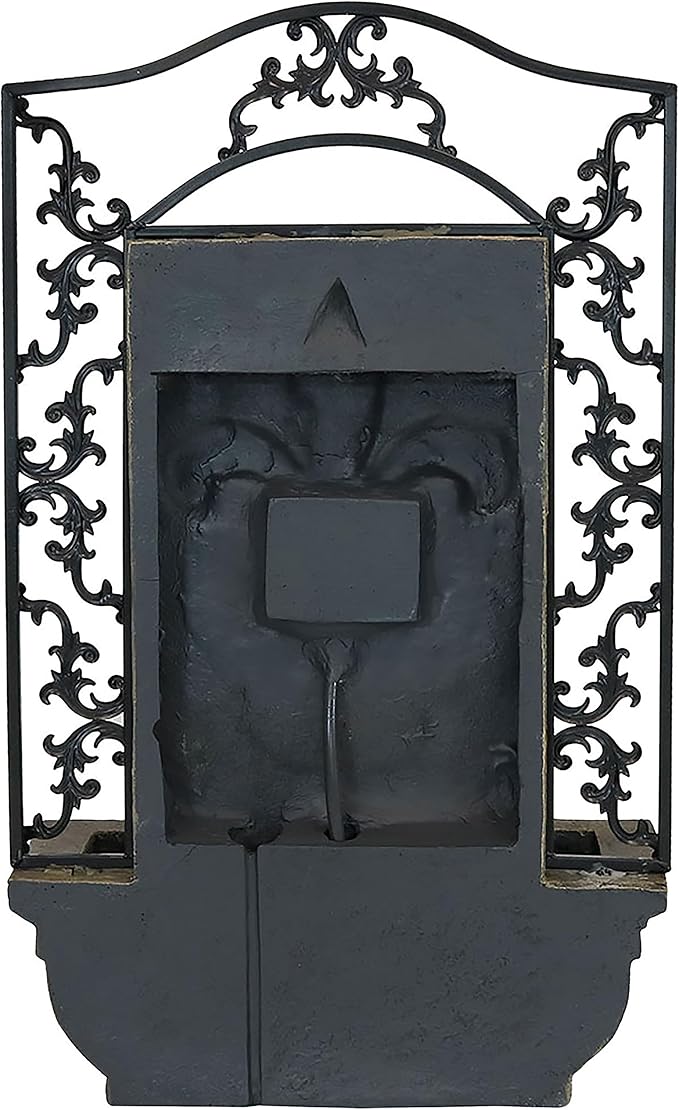 Sunnydaze 33" Outdoor Wall Water Fountain with Pump - Florentine Stone - French Lily - Electric