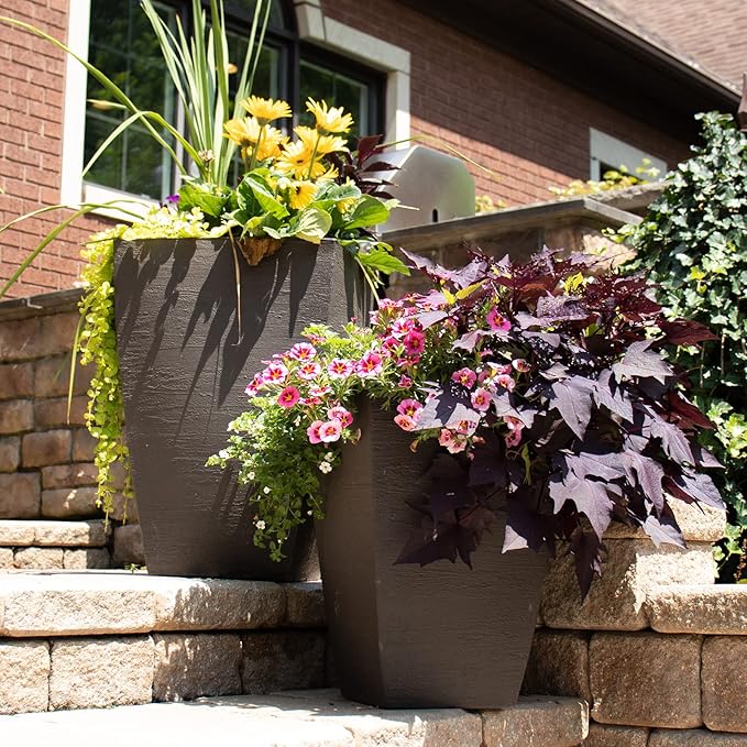Tusco Products MSQT19ES Modern Square Garden Planter, 19-Inch, Espresso