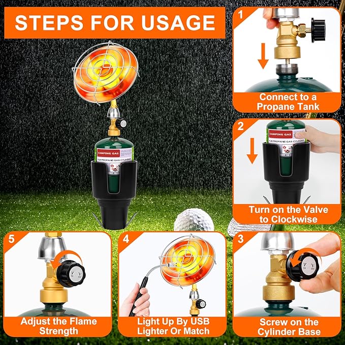 Propane Golf Cart Heater, Outdoor Propane Heater, Golf Cart Accessories, Portable Heaters for Golf Carts with Cup Holder Fits Most Golf Carts, Golf Gifts for Men