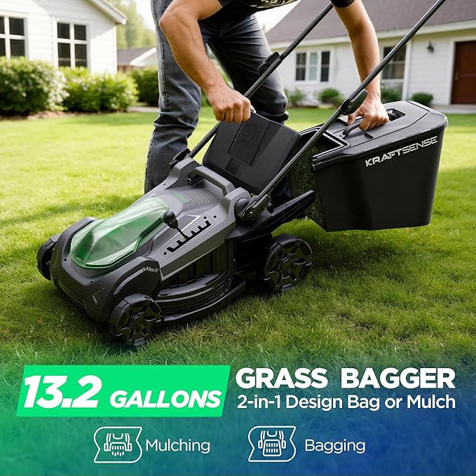 18" Electric Lawn Mower, 40V Self-Propelled Cordless Lawn Mower with 2x5.0Ah Batteries & Charger, Brushless Motor, 2-in-1 Mulching & Bagging, 6-Position Height Adjustment, for Small to Medium Yards - Image 7