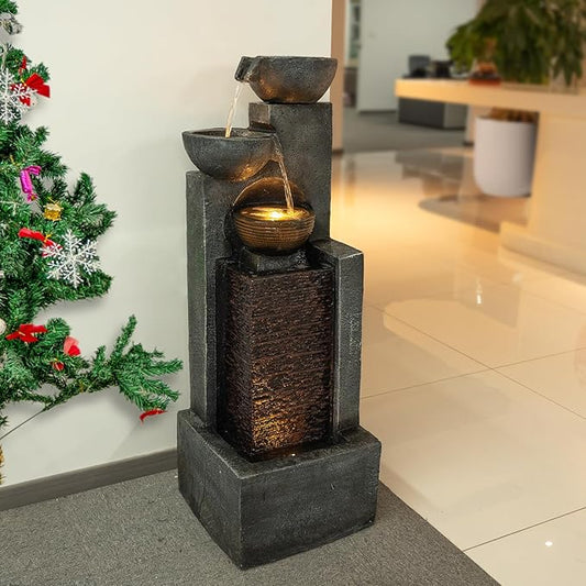 YZM Water Fountain Outdoor Garden with Lights Waterfall Fountain Decor for Garden Patio Backyard Deck Porch and Home Art Decor 42.91" H