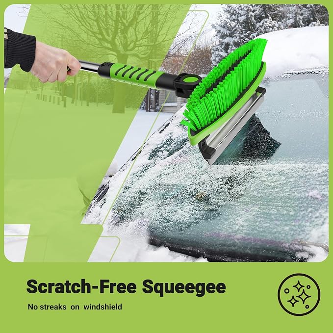 41.8'' Ice Scraper and Squeegee with Snow Brush 3 in 1, Adjustable Brush Front, Extendable Aluminum Handle with Ergonomic Grip, Snow Removal Tool for Car, Truck, SUV - Image 4