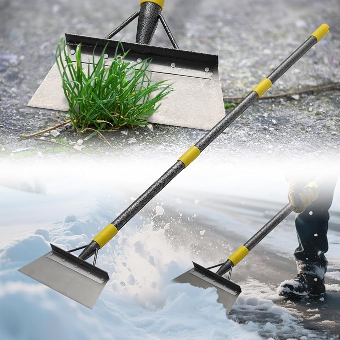 Floor Scraper Long Handle Heavy Duty, 60" Multifunctional Cleaning Shovel, Ice Scraper Stainless Steel Garden Tools Weed Scraper for Cleaning,Weeding,Scraping,Ice Remove,Landscaping,Yard by EUIJOIP
