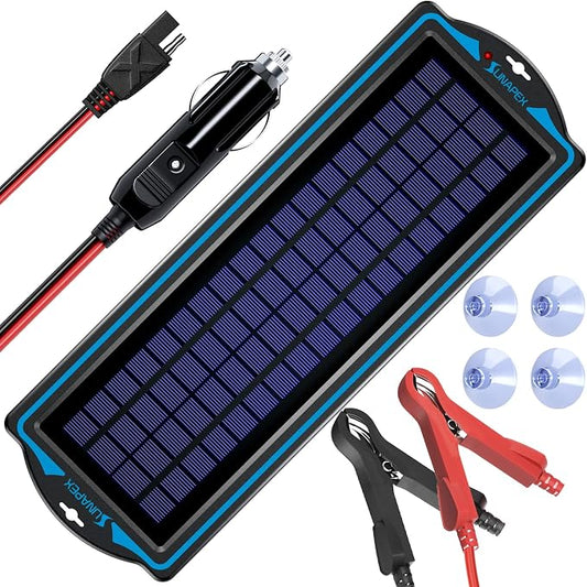 SUNAPEX 12V Solar Battery Charge: 5W Waterproof Portable Solar Panel Kit - Battery Maintainer Trickle Charger - with Upgrade Built in Charge Controller for Car Boat RV Trailer Automotive Motorcycle by SUNAPEX-PASSINGTHEJOY