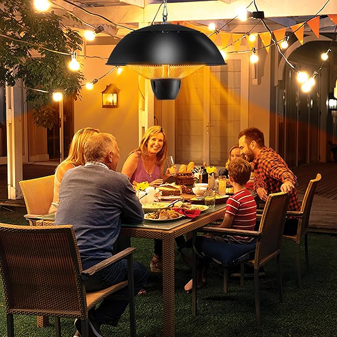 Tangkula 1500W Hanging Patio Heater, Electric Ceiling Mounted with Adjustable Chain Length & Pull Switch, Indoor Outdoor Waterproof Outdoor Heater for Garage, Balcony, Courtyard