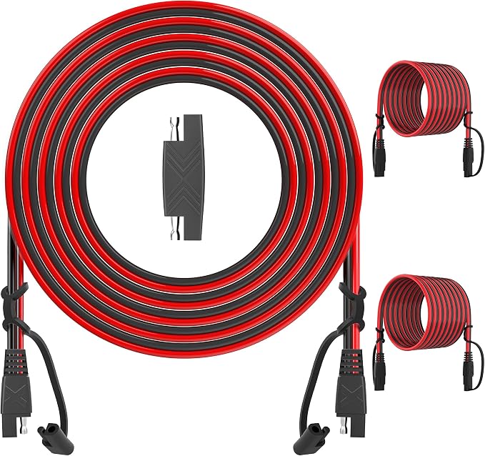 OYMSAE 25Feet SAE to SAE Extension Cable Quick Disconnect Connector 16AWG, for Automotive, Solar Panel Extension Cable Plug(25FT(16AWG)) Pack of 2 by OYMSAE