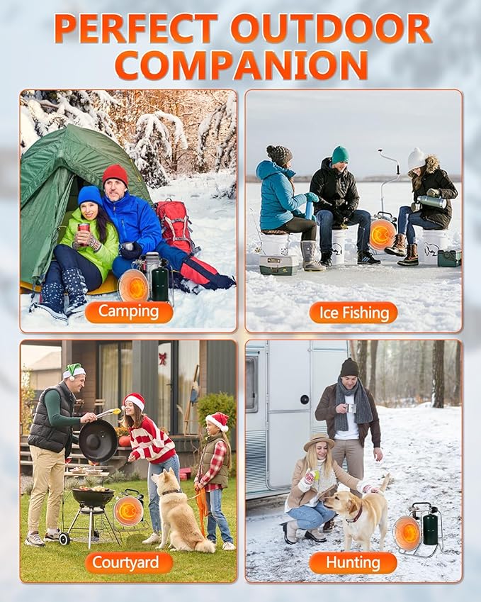 Breeze Touch 15,000 BTU Multi-Use Propane Outdoor Heater with Framed Handle, Tank Top Propane Radiant Heater with 3 Heating Modes for Camping, Fishing, Hunting, Tent, Patio
