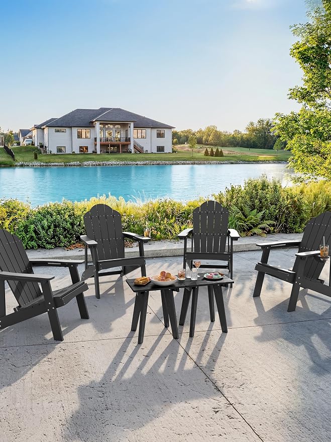 Outdoor Side Table Set of 2, HDPE Weather Resistant Small Patio Table for Porch and Balcony, 200 LBS Capacity Heavy Duty Small Outdoor Table for Backyard and Pool, Easy Maintenance, Black - Image 7