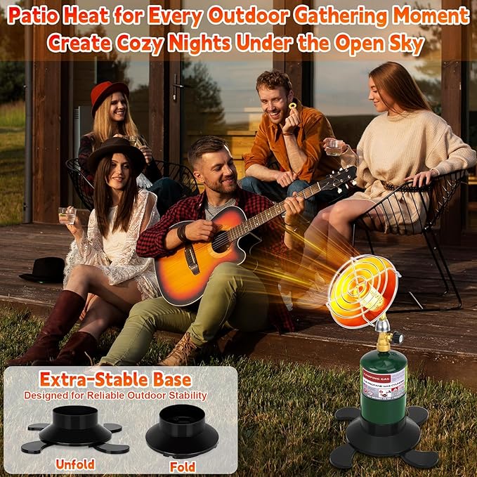 Portable Propane Heater for Camping, Outdoor Space Patio Heater, Powerful Output Compact Radiant Gas Heaters with Foldable Tank Holder for Winter Tent Hunting Ice Fishing Hiking Backyard Garage