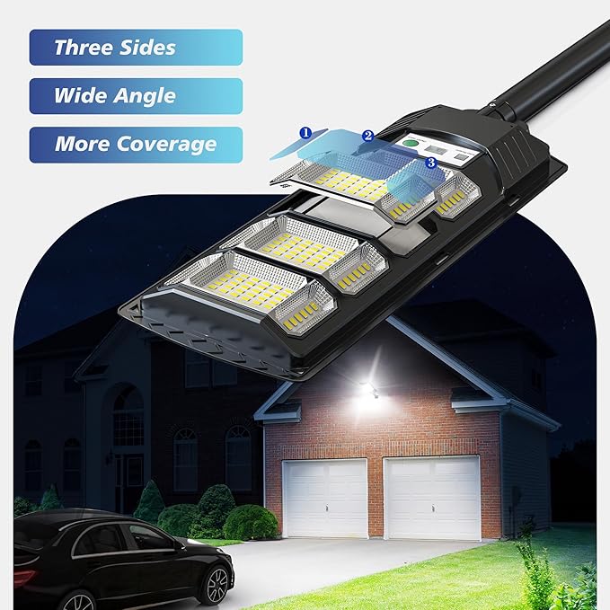Solar Lights Outdoor Waterproof, 320° Wide Angle Solar Street Light, 6500K Solar Flood Lights Outdoor Motion Sensor with Remote, Solar Security Lights for Yard 4-Pack
