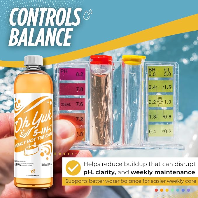 Oh Yuk 5-in-1 Weekly Hot Tub Chemicals – Hot tub Clarifier, Cleaner, Conditioner – Helps Control Water Balance & Combat Buildup – Spa Care Chemicals for All Types Including Inflatable & Portable - Image 7