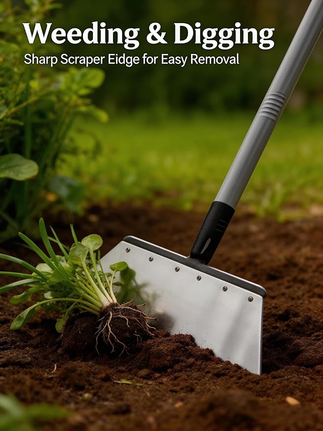 RISETEX Multifunctional Garden Flat Shovel，57" Heavy Duty Stainless Steel Cleaning Tool with Adjustable Handle for Weeding, Lawn Edging, Snow/Ice Removal & Digging, Durable Outdoor Spade & Scraper - Image 2