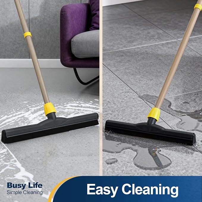 Yocada Floor Squeegee Scrubber Adjustable Telescopic Pole Heavy Duty Household Broom EVA Foam Blade for Garage Courtyard Shower Bathroom Floor Marble Glass Tile Water Foam Cleaning - Image 6