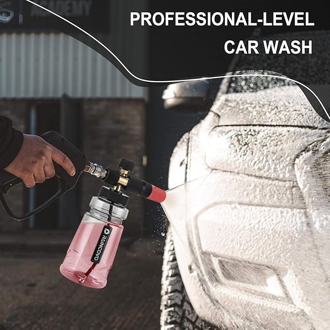 Raincovo Foam Cannon Wide Mouth for Pressure Washer, Thick Snow Foam Lance for Car Wash, Adjustable Soap Cannon with 1/4 Inch Quick Connector, Additional 1.1mm Orifice Nozzle - Image 3