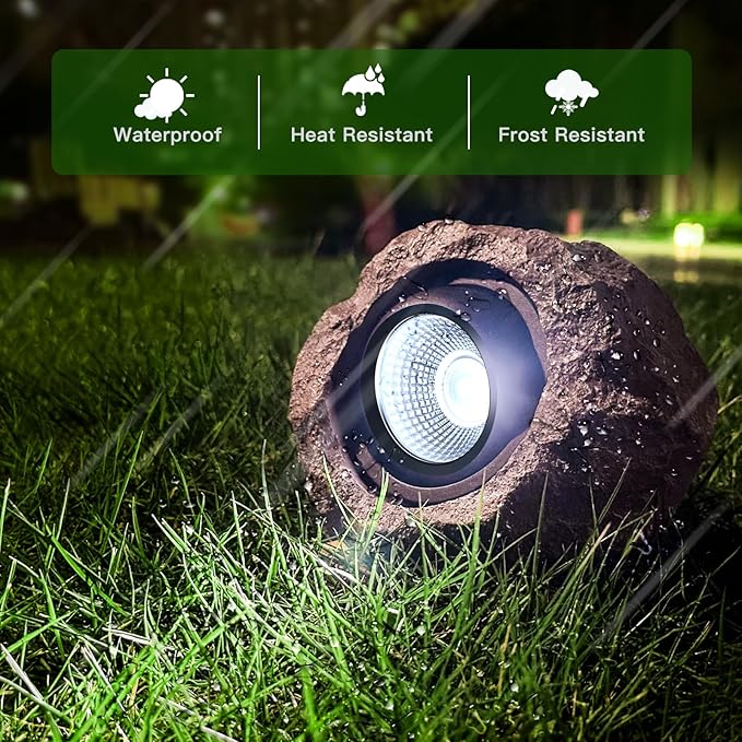 Timeflies Solar Rock Lights Outdoor 4 Pack, Bright Solar Spotlights Outdoor Waterproof, Wireless LED Rock Lights, Auto On/Off Solar Landscape Spotlights for Yard Walkway Patio Pathway Flowerbed