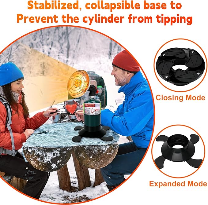 Propane Heater for Camping, Outdoor Space Patio Garage Heaters, Portable Camping Gas Heater with Reinforced Base Propane Gas Tank Holder for Outdoor Camping Hiking Ice Fishing Hunting