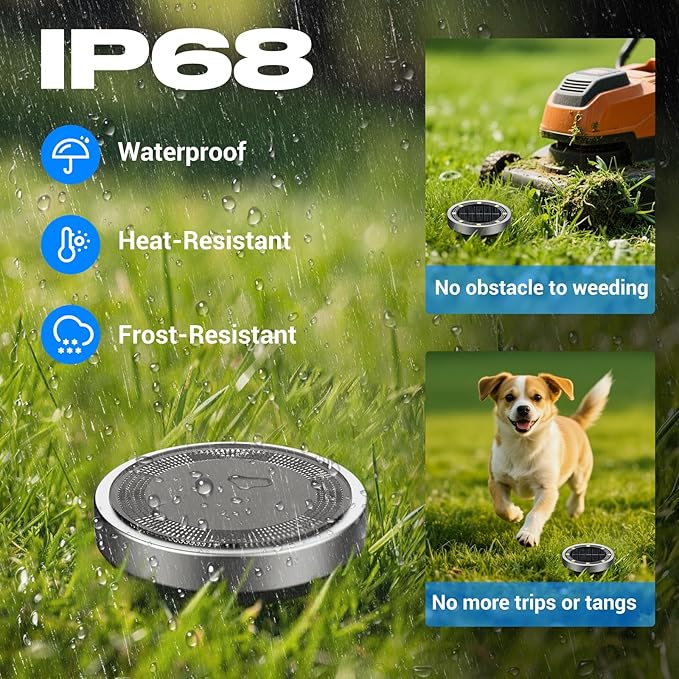 Peasur Solar Ground Lights Outdoor, 4 Pack Flat Solar Powered Disc Lights, IP68 Waterproof, Anti-Rust, Landscape Lighting for Pathway Garden Yard Lawn Walkway Landscape Driveway, Purple