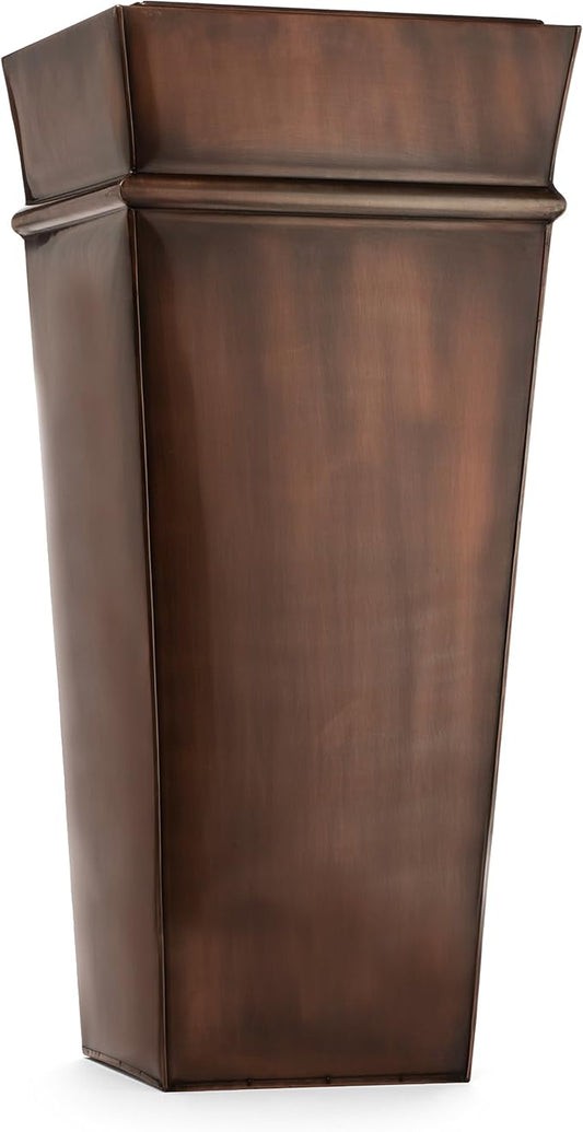 H Potter Tall Copper Planter 33 Inch Indoor Outdoor – Antique Copper Stainless Steel Floor Planter with Insert & Drainage – Large Entryway Patio Porch Flower Pot