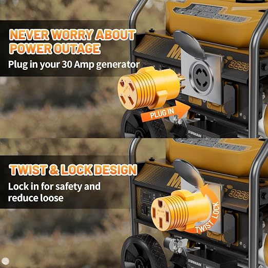 MECMO NEMA L14-30P to 14-50R RV Generator Adapter, 30 Amp to 50 Amp Twist Locking Generator 4 Prong Male Plug to 4 Prong RV Female, Heavy Duty for RV Trailer Camper Generator EV Tesla Level 2 Charging - Image 3