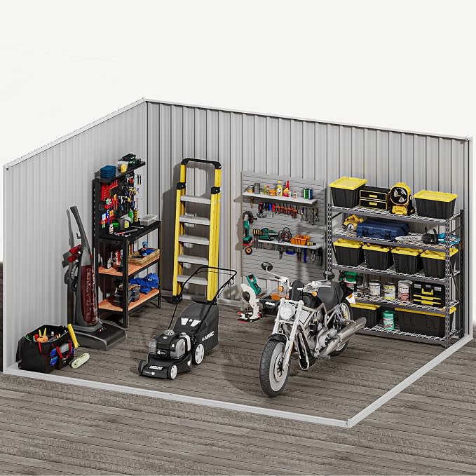 DWVO 10'x8' Large Metal Outdoor Storage Shed, Heavy Duty Tool Storage Sheds for Backyard Patio Lawn - Ideal for Bicycles, Garden Tools, and Lawn Equipment, Easy-to-Assemble, Brown - Image 8