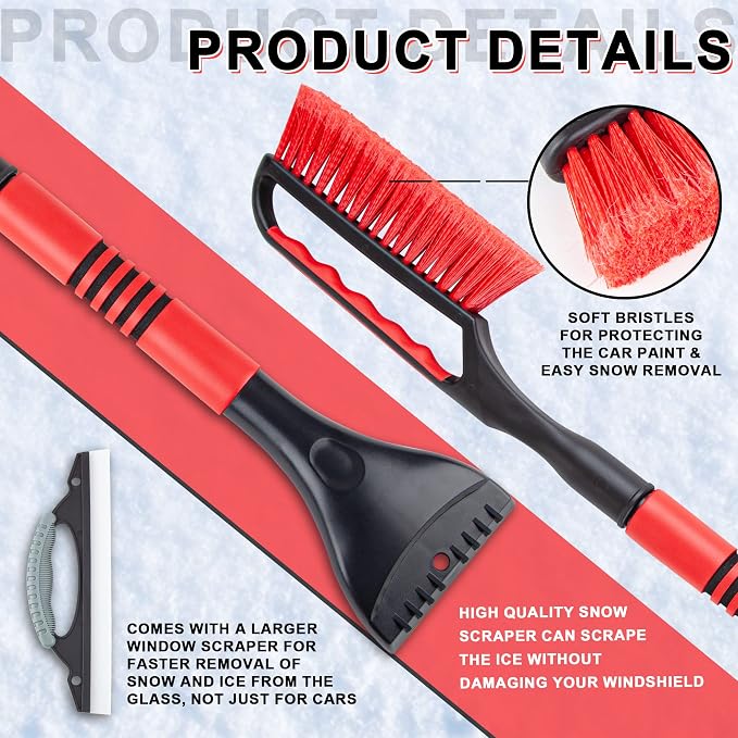 CARTMAN 26?€? Snow Brush with Ice Scraper, Snow Removal Car Brush, Detachable Snow Removal Tool for Cars, Trucks, SUVs, Windshield, Window, No Scratch - Image 3