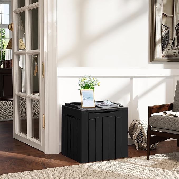 Greesum 31 Gallon Resin Deck Box All Weather Outdoor Storage Boxes for Patio Furniture Set,Outdoor Toys,Garden Tools,Black - Image 3
