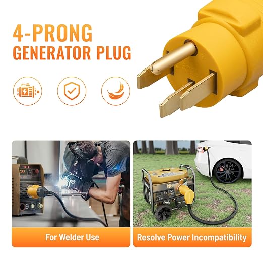 MECMO Nema 14-50P to 6-50R Welder Compact Adapter Cord, 50 Amp 4 Prong RV Generator Male Plug to 3 Prong Welder Outlet for Welder Welding Generator, Heavy Duty 14-50 Male to 6-50 Female Power Adapter - Image 5