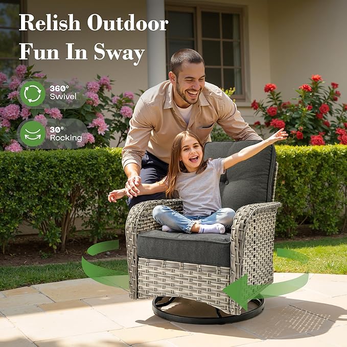 9 Pcs Patio Furniture with Fire Pit Table, Outdoor Rattan Wicker Conversation Set with Glowing Coffee Table, Comfy Sectional Sofa for Porch Balcony Backyard Pool, Black