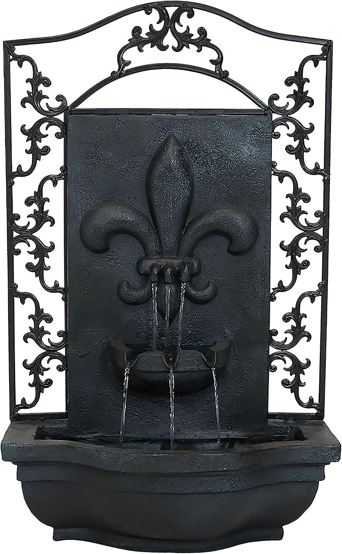 Sunnydaze 33" Outdoor Wall Water Fountain with Pump - Lead - French Lily - Electric
