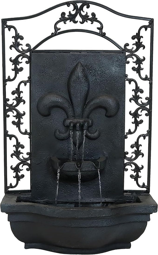 Sunnydaze 33" Outdoor Wall Water Fountain with Pump - Lead - French Lily - Electric