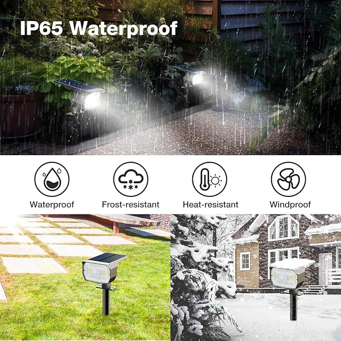 nipify 6 Pack Solar Lights Outdoor Waterproof, Motion Sensor Spot Lights 3 Modes Solar Powered Spotlights 2-in-1 Auto On/Off Landscape Lighting for Outside Yard Wall Garden, Cool White
