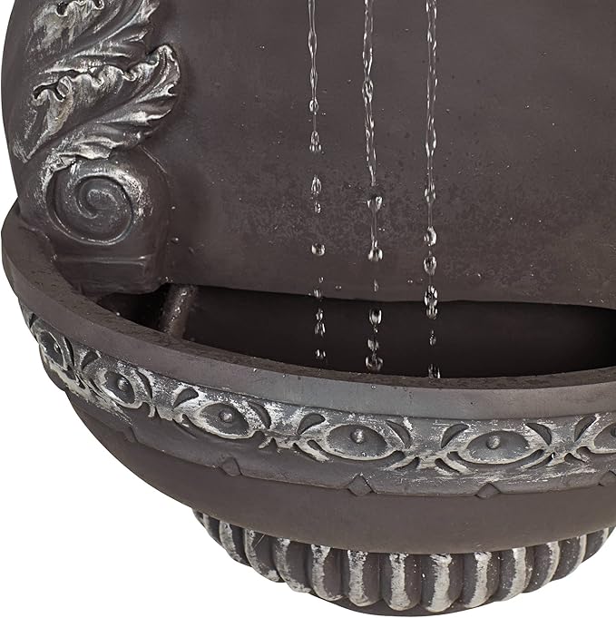 San Pablo Ornate 33" High Large Italian Indoor Outdoor Decor Gray Resin Wall Fountain Tiered Waterfall Basin Water Feature for Outside Garden Patio Yard Backyard Porch Deck - John Timberland