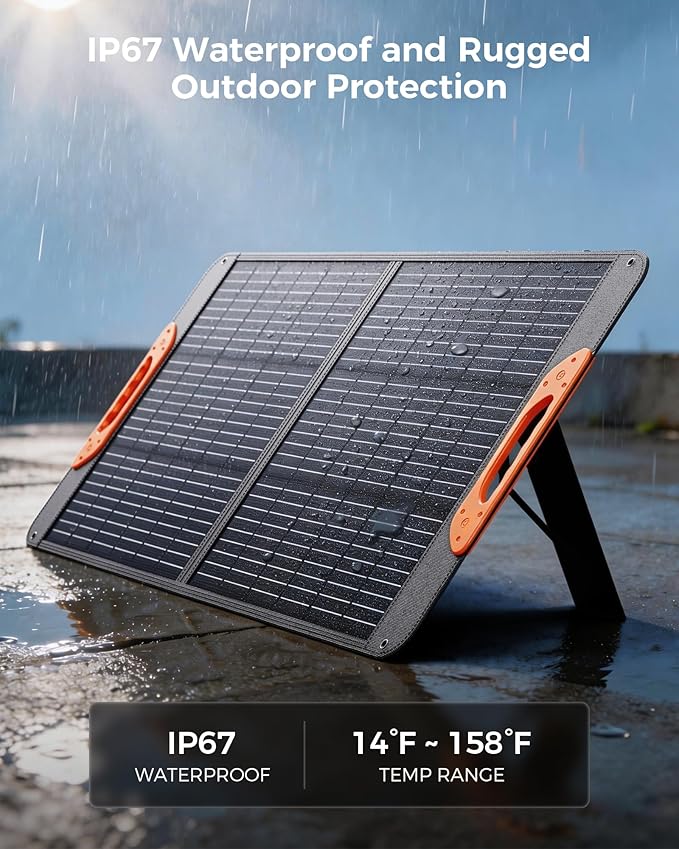 ZOUPW 100W Portable Solar Panel with 5-in-1 Cable,23.5% Efficiency Mono Foldable Solar Charger for Jackery 300/Ecoflow River/Anker/Bluetti,IP67 Waterproof for Camping RV Off-Grid Emergency Power - Image 6