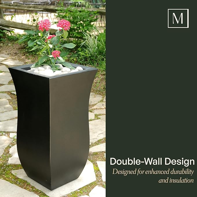 Mayne Valencia 30in Tall Planter - Neptune Blue - 16in x 16in x 30in - with Removable Plug, Polyethylene (5874-NB)