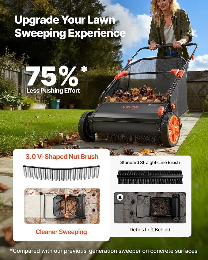 VEVOR 3 Packs Lawn Sweeper Brush Replacement, Compatible with VEVOR 26 in Lawn & Leaf Collector Sweepers, Yard Sweeper Brush Paddle with Durable V-Shaped Bristles for Easy Grass Leaf Cleanup - Image 4