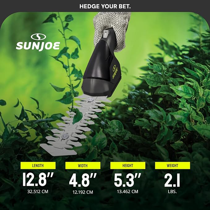 Sun Joe HJ604C Cordless Grass Shears and Hedge Trimmer, 2-in-1 Handheld Shrub Trimmer, 7.2V Lithium-Ion Battery, 1250 RPM Steel Blades, Charger Included - Image 4