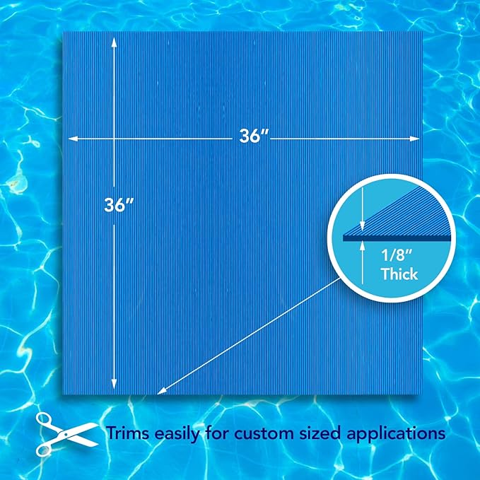 RESILIA Stay-Put Swimming Pool Ladder Mat - Non-Slip, Wide Ribbed, Protective Pad, 36 Inches x 36 Inches, 0.125 Inch Thick, Powder Blue, Made in USA - Image 3