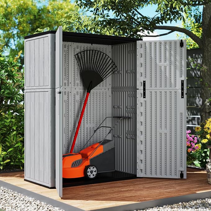 ZZM 57 Cu.ft Outdoor Storage Cabinet with One Tool Kit, Horizontal Storage Shed for Garage, Bike, Garbage Cans, Garden Accessories - Image 2