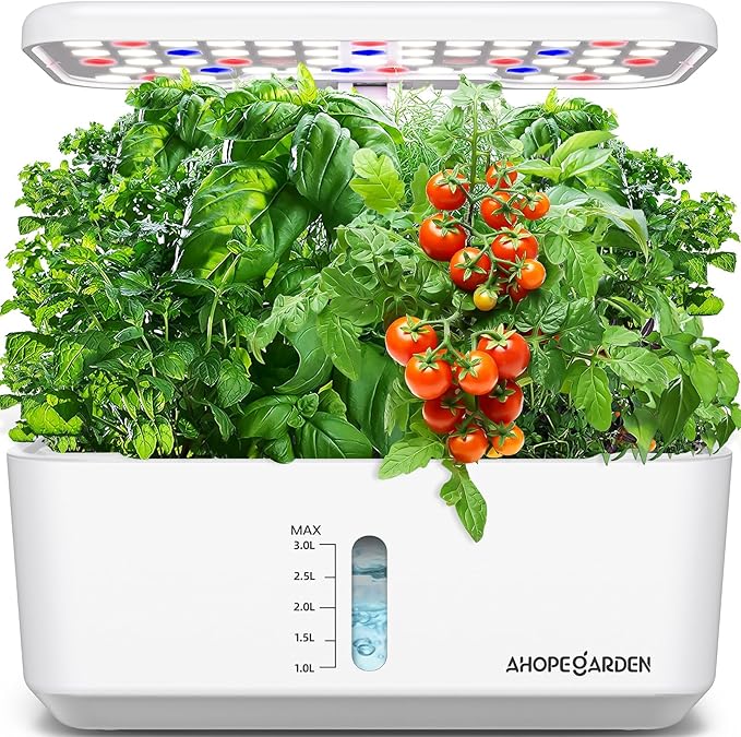 Ahopegarden Indoor Garden Hydroponics Growing System: 10 Pods Plant Germination Kit Herb Vegetable Growth Lamp Countertop with LED Grow Light - Hydrophonic Planter Grower Harvest Lettuce by Ahopegarden