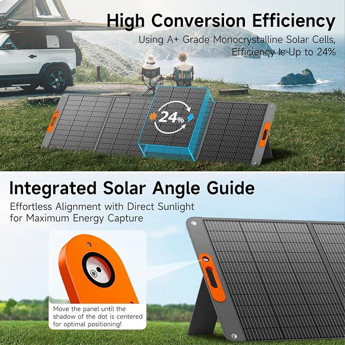 400W Portable Solar Panel for Power Station, 24% High Efficiency Lightweight ETFE Foldable Solar Panel Charger, MC4 Output, IP65 Waterproof, for Outdoor Camping, RV, Emergency Power Supply - Image 2