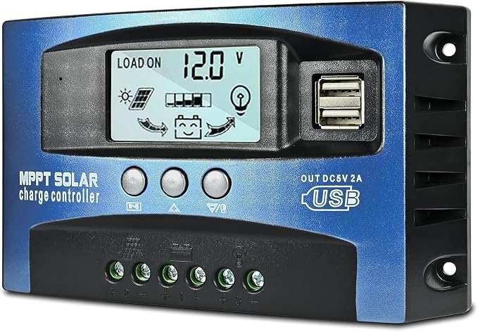 [Upgraded] 30A MPPT Solar Charge Controller, 12V/ 24V Solar Panel Intelligent Regulator with Adjustable LCD Display Dual USB Port Timer Setting Auto Parameter by Naildrillbits